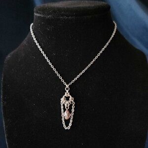 Gothic small & dainty chainmaille necklace with a purple diamond-shaped bead